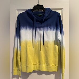 Lauren Ralph Lauren Dip Dye Hoodie Women’s Medium Blue White Yellow